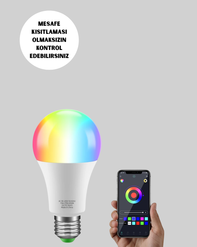 Uzaktan Kumandalı Akıllı LED Ampul, Enerji Tasarruflu - Lisinya
