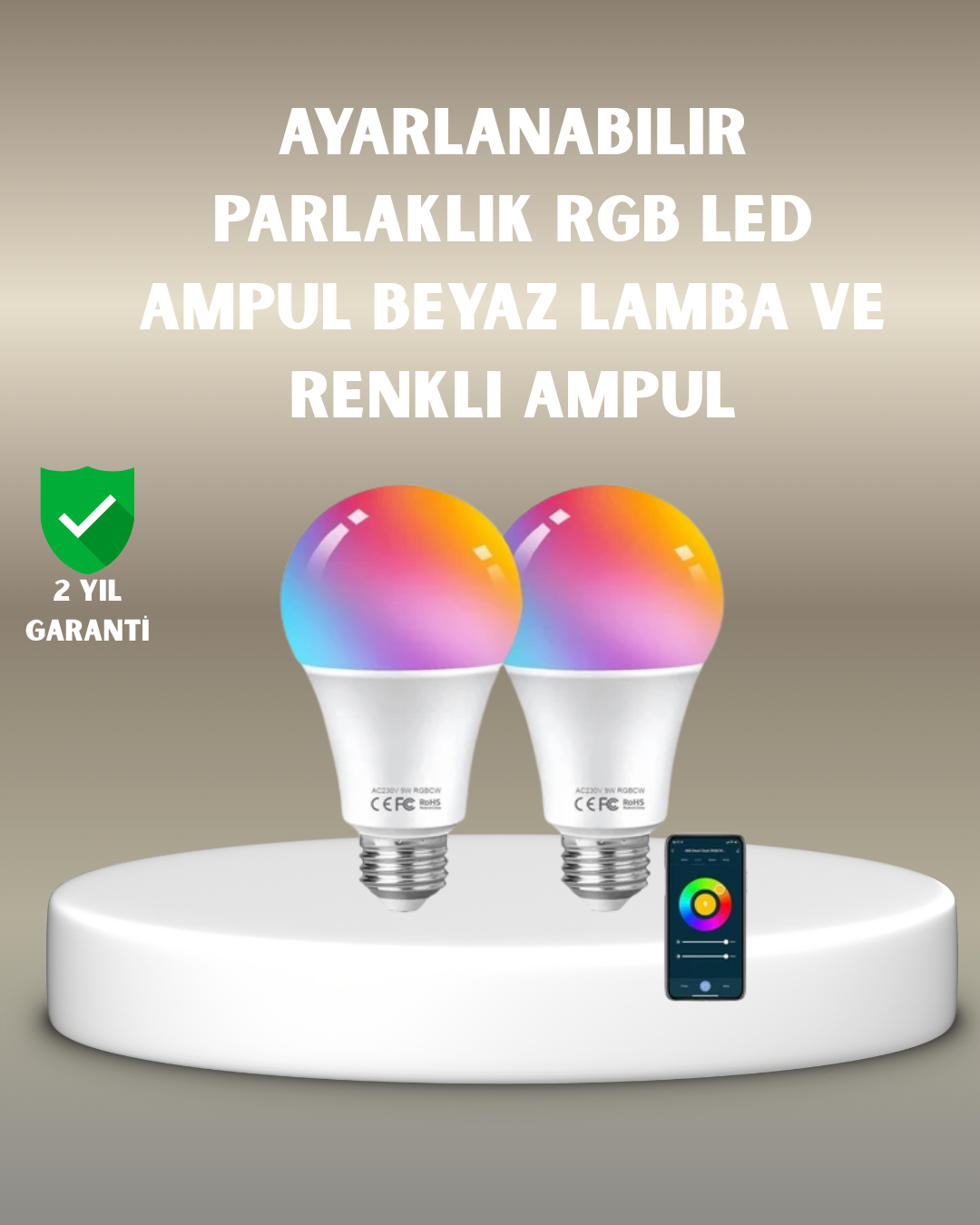 RGBW Teknolojili Akıllı LED Ampul, Zamanlayıcılı - Lisinya