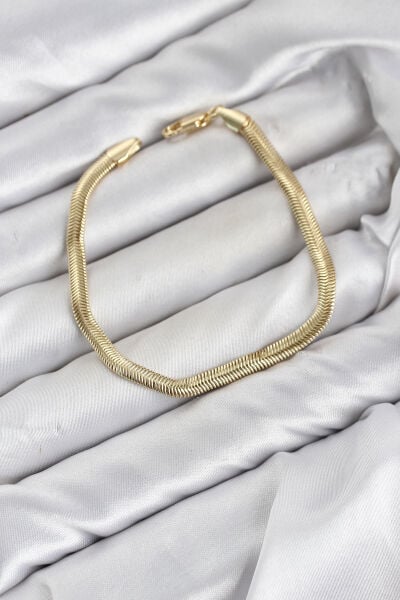CM Yassı Yılan Zincir Model Gold Renk Pirinç Kadın Bileklik - Lisinya