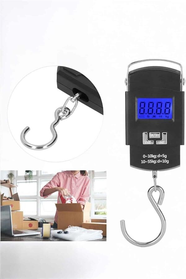 50 Kg El Kantarı Ağırlık Ölçer Dijital Ekranlı Kancalı Portatif - Lisinya