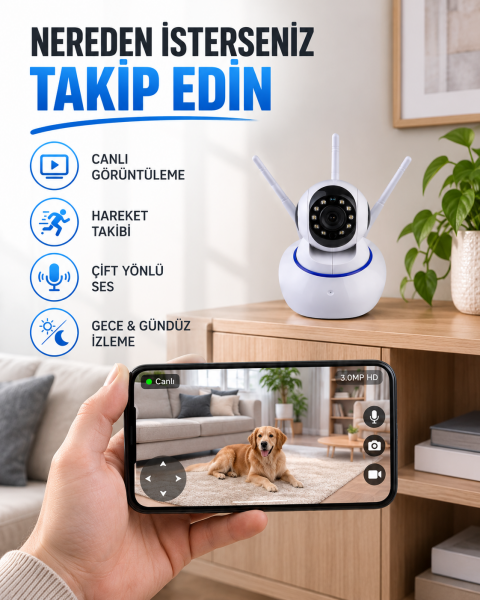 Akıllı IP Güvenlik Kamerası – 1080P HD, Gece Görüşlü, Hareket Algılamalı Yeni Nesil - Lisinya
