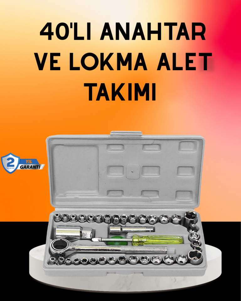 40 Parça Cırcır Lokma Anahtar Seti Profesyonel Kullanım - Lisinya