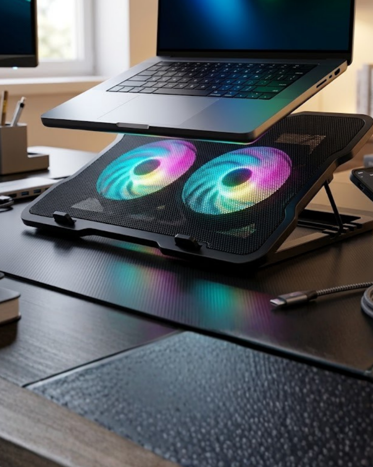 Ayarlanabilir Laptop Soğutucu Çift Fan RGB Işıklı Sessiz Çalışan - Lisinya