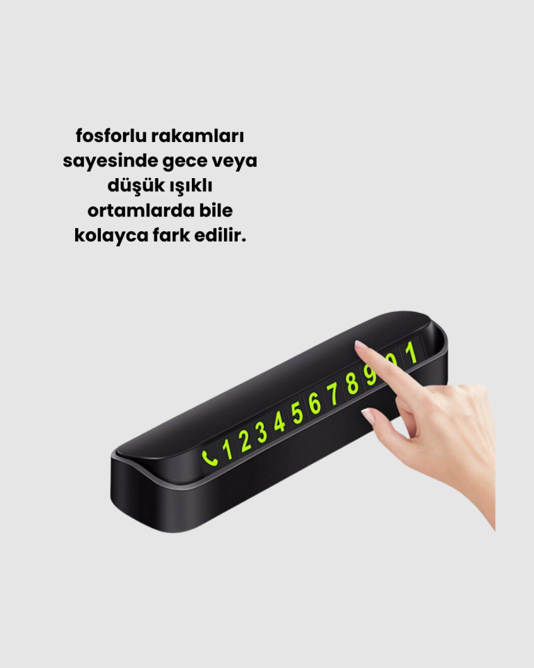 Fosforlu Araç İçi Park Kartı Numaratörü - Lisinya