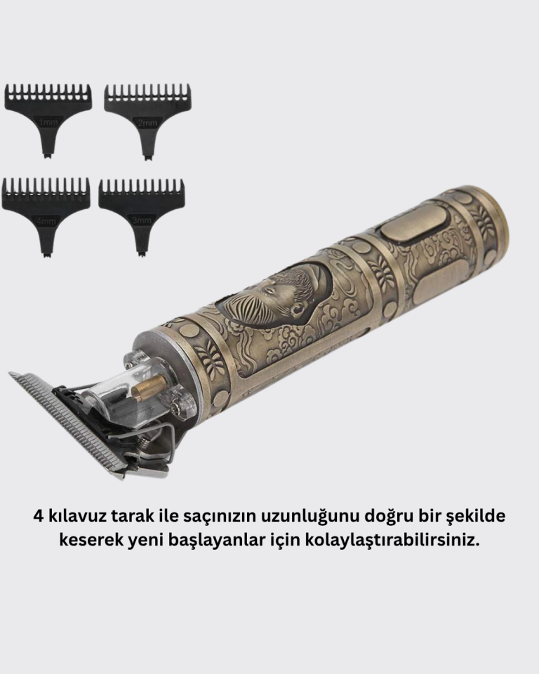 4 Kılavuz Taraklı Profesyonel Saç ve Sakal Kesme Makinesi - Lisinya