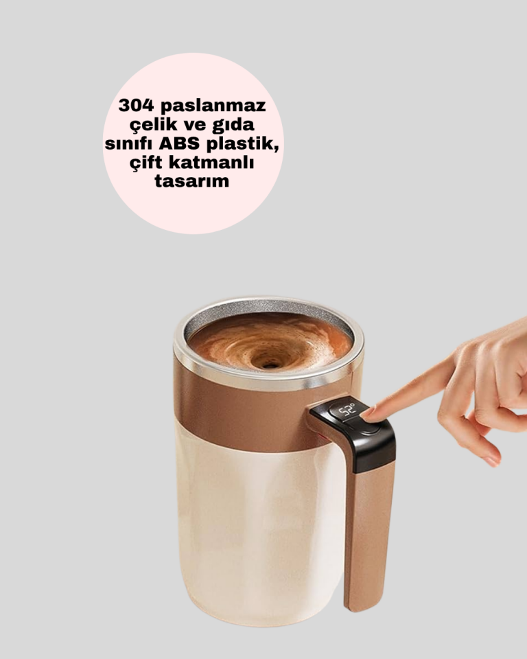 USB Şarjlı Manyetik Karıştırıcı Kupa – Otomatik Kahve Karıştırma Bardağı - Lisinya