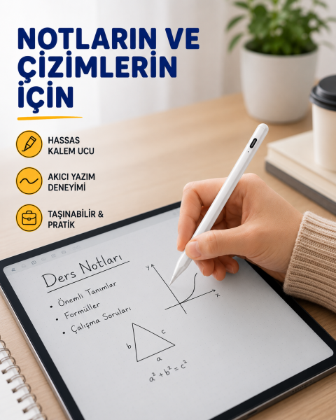 Yüksek Hassasiyetli Eğim Sensörlü Dijital Kalem – USB-C Hızlı Şarjlı Yeni Nesil - Lisinya