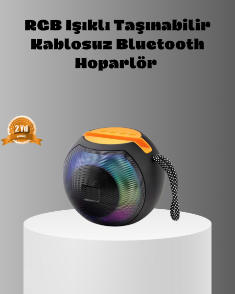 Taşınabilir Bluetooth Hoparlör – RGB Işıklı, Güçlü Bas ve 8 Saat Pil Ömrü - Lisinya