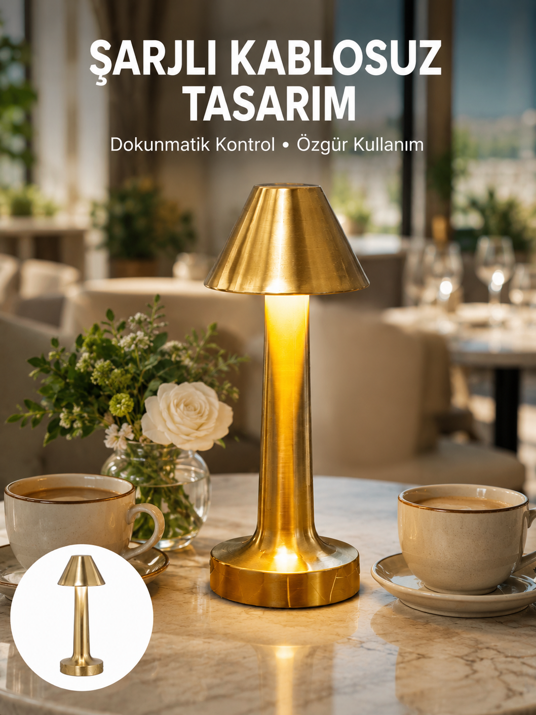 Şarjlı Masa Lambası 3 Işık Modu Kademesiz Karartma Metal Gövde Yeni Nesil - Lisinya