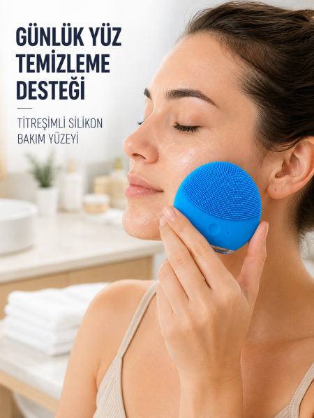 Şarjlı Yüz Temizleme Cihazı Yumuşak Silikon Titreşimli Cilt Bakım Fırçası - Lisinya