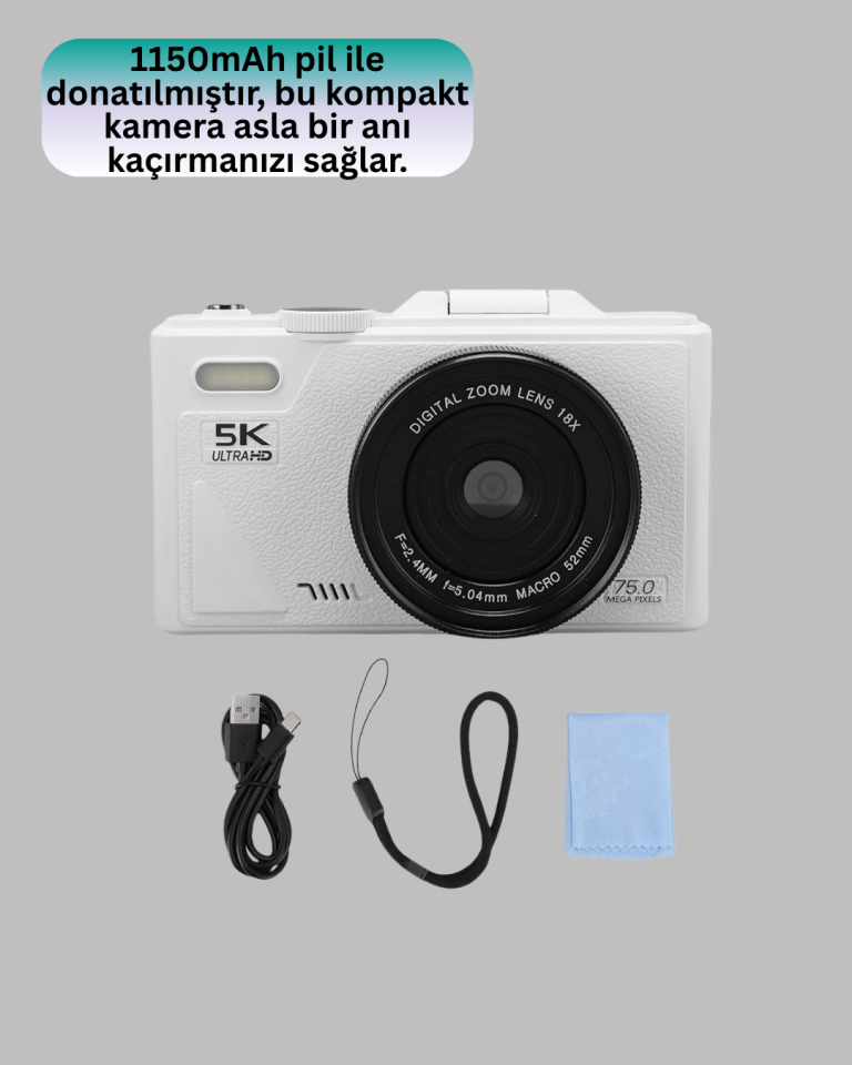 5K UHD Dijital Kamera WiFi Bağlantılı Otofokus 18x Zoom Taşınabilir - YamanHobi