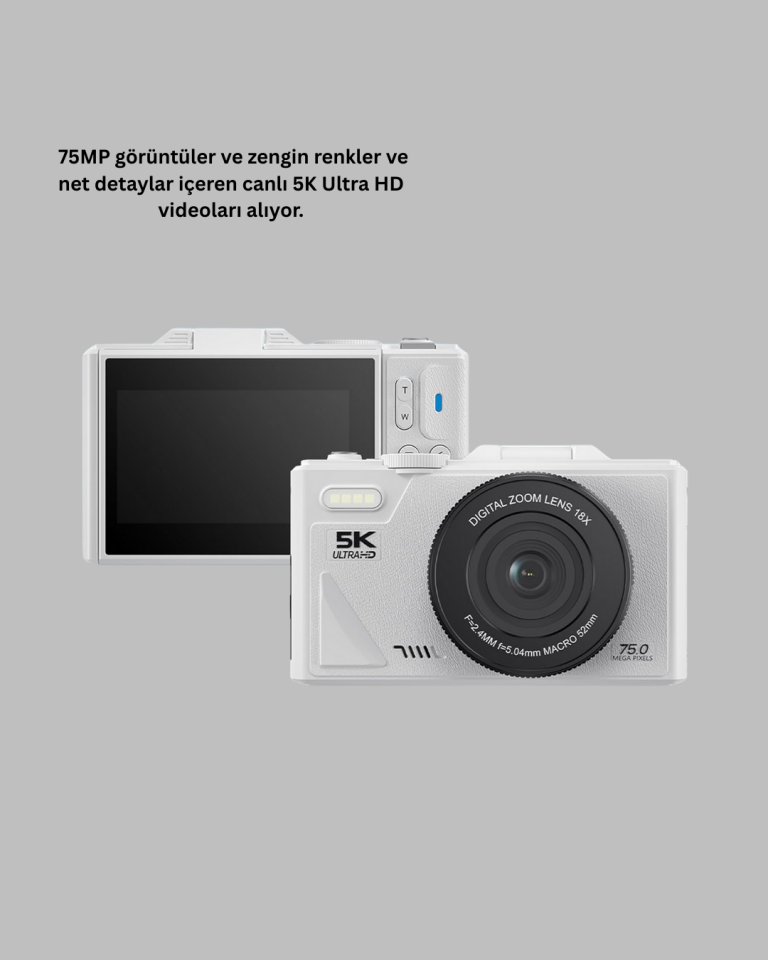 5K UHD Dijital Kamera WiFi Bağlantılı Otofokus 18x Zoom Taşınabilir - YamanHobi