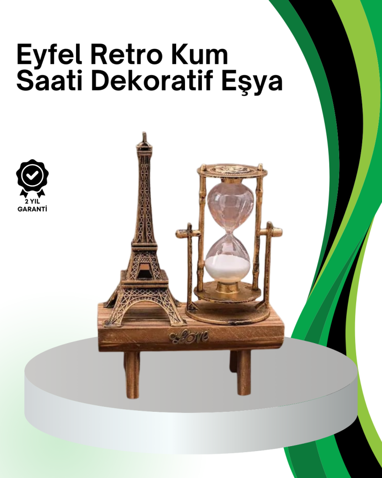 Dekoratif Kum Saati – Ahşap Malzeme, Hediyelik Masa Aksesuarı - Lisinya