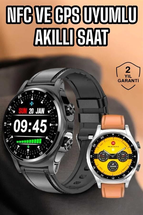 Akıllı Saat Titreşimli Pusula Nabız ve Tansiyon Ölçer NFC Uyumlu - YamanHobi