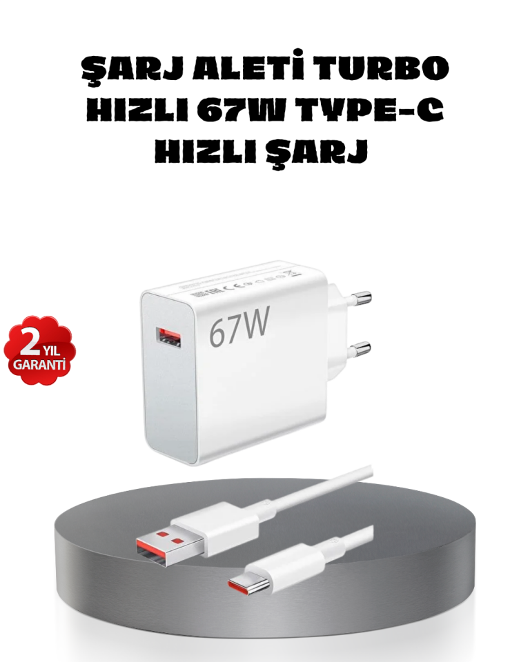 67W Turbo Type-C Hızlı Şarj Adaptörü – Akıllı Koruma Çipli, Hızlı Şarj Destekli - Lisinya