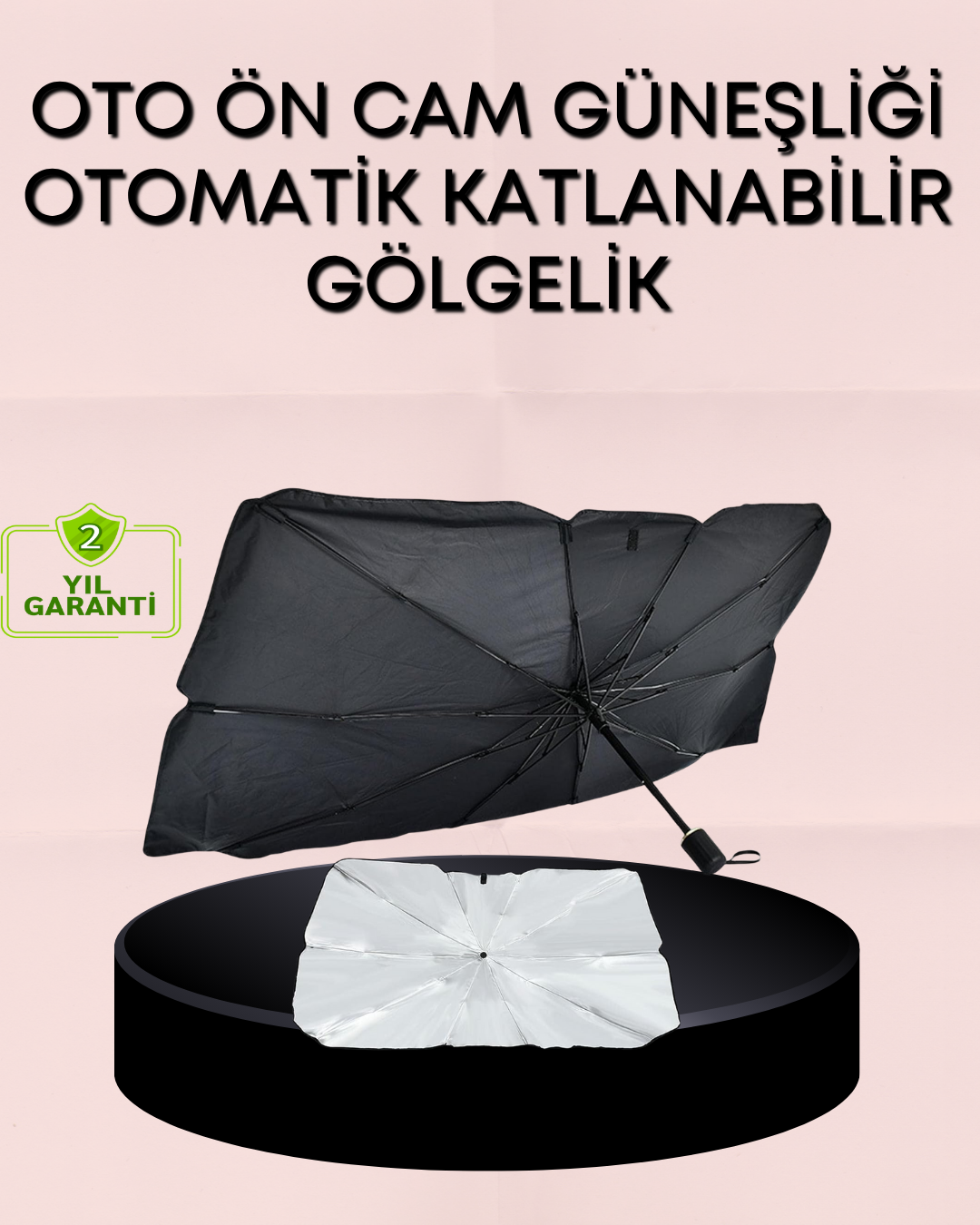 UV Korumalı Şemsiye Tipi Oto Güneşliği - Geniş Araç Uyumu - Lisinya