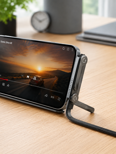 240W Type-C Telefon Standlı Örgülü Şarj ve Data Kablosu