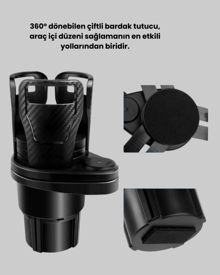 Araç İçi Düzen ve Ambiyans Seti Çift Bardak Tutucu + LED Işık - Lisinya
