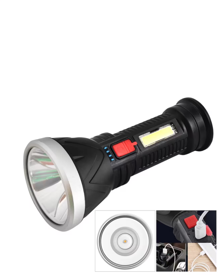 Güçlü Şarjlı El Feneri 9 LED Uzun Menzil ve 4 Işık Modu - Lisinya