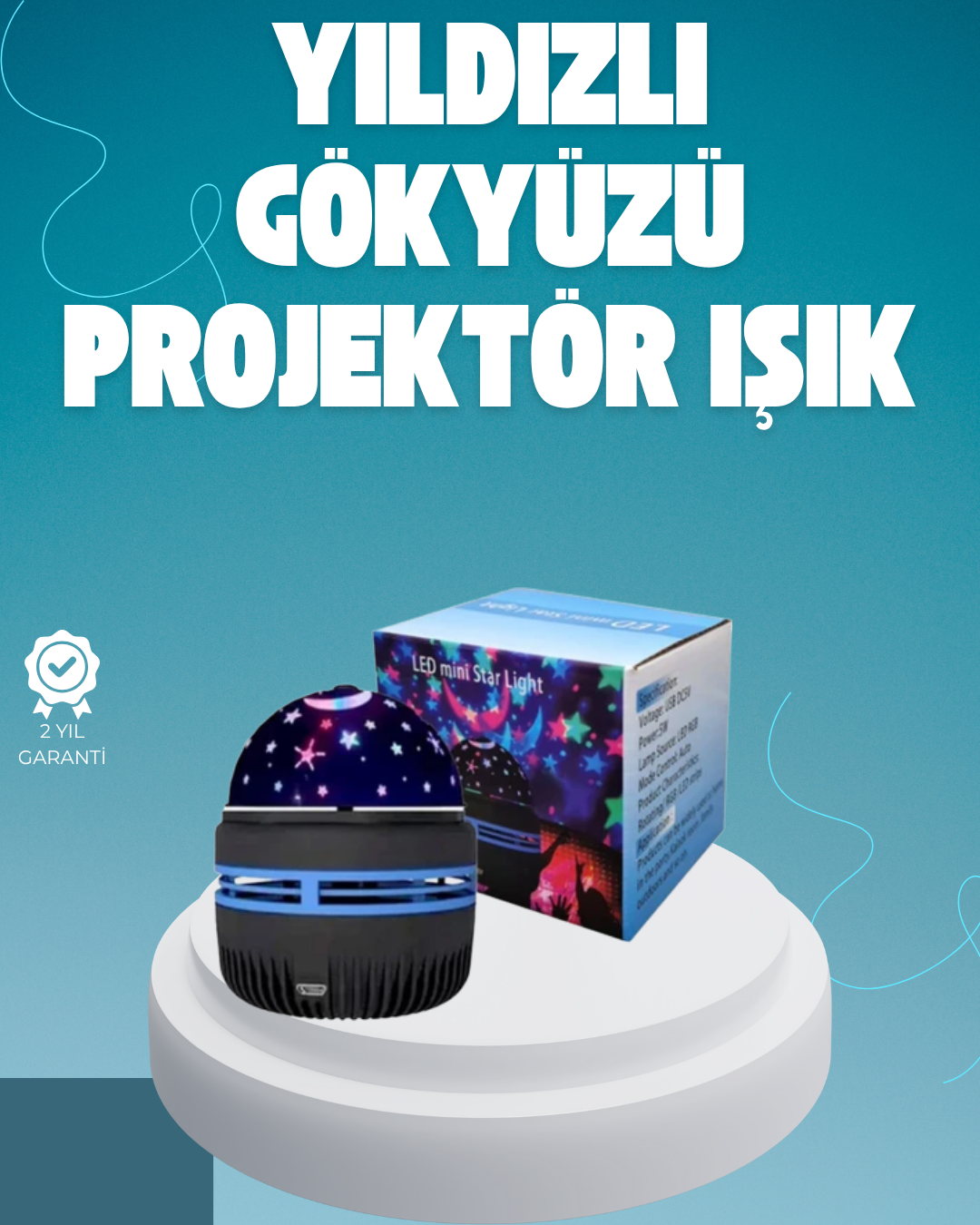 YamanHobi Galaxy Projektörlü Gece Lambası USB Bağlantılı