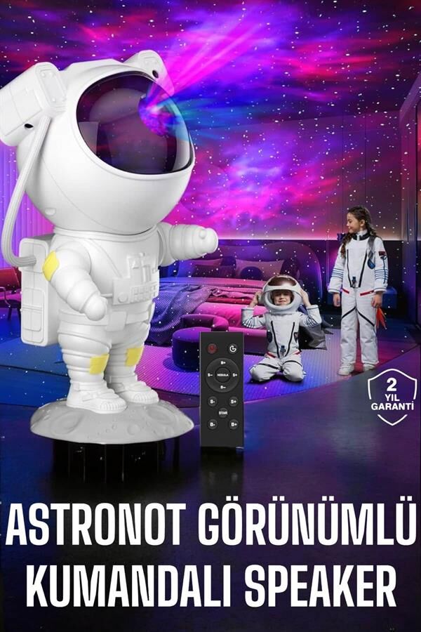 Çocuklara Özel Projeksiyon Astronot Lamba Speaker Sevimli - Lisinya