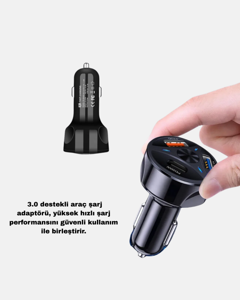 360° Döner Telefon Tutucu ve 55W Hızlı Araç Şarj Aksesuar Seti - Lisinya
