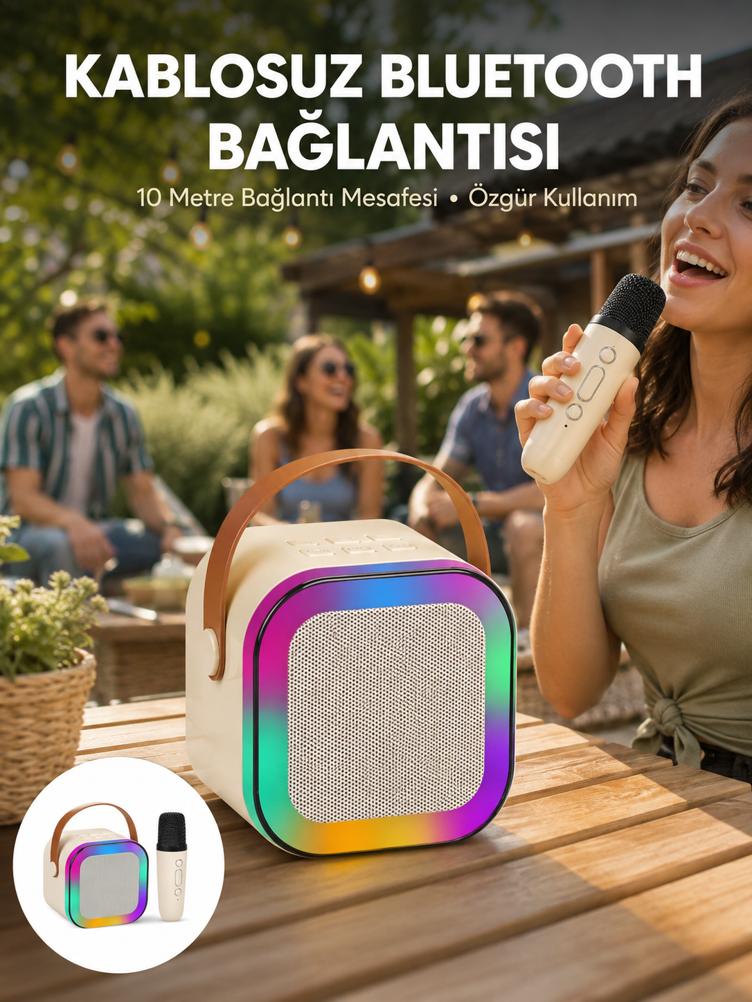 Karaoke Mikrofon Hoparlör Seti 6 Saat Kullanım Süresi Yeni Nesil - Lisinya