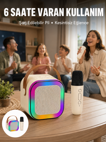 Taşınabilir Karaoke Mikrofon Seti Bluetooth Hoparlörlü Yeni Nesil - Lisinya
