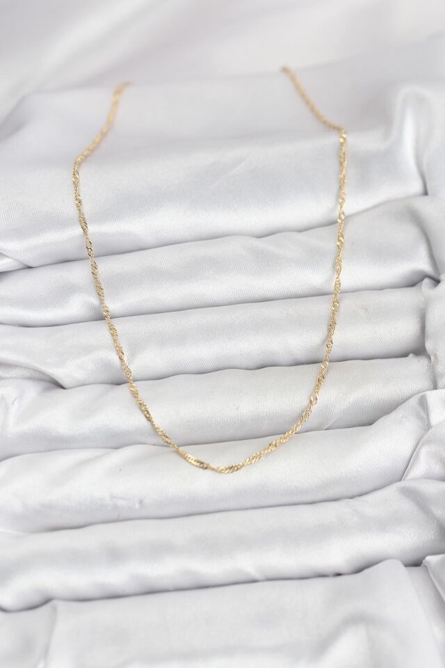 CM 14K Gold Renk Pirinç Ezme Burgu Model Kadın Kolye - Lisinya