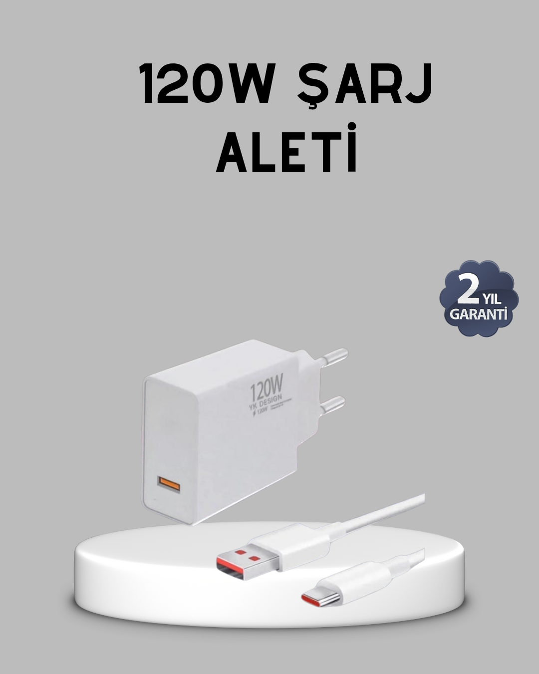 YamanHobi 120W Type-C Hızlı Şarj Adaptörü 6A Kablolu Süper Hızlı Şarj Cihazı