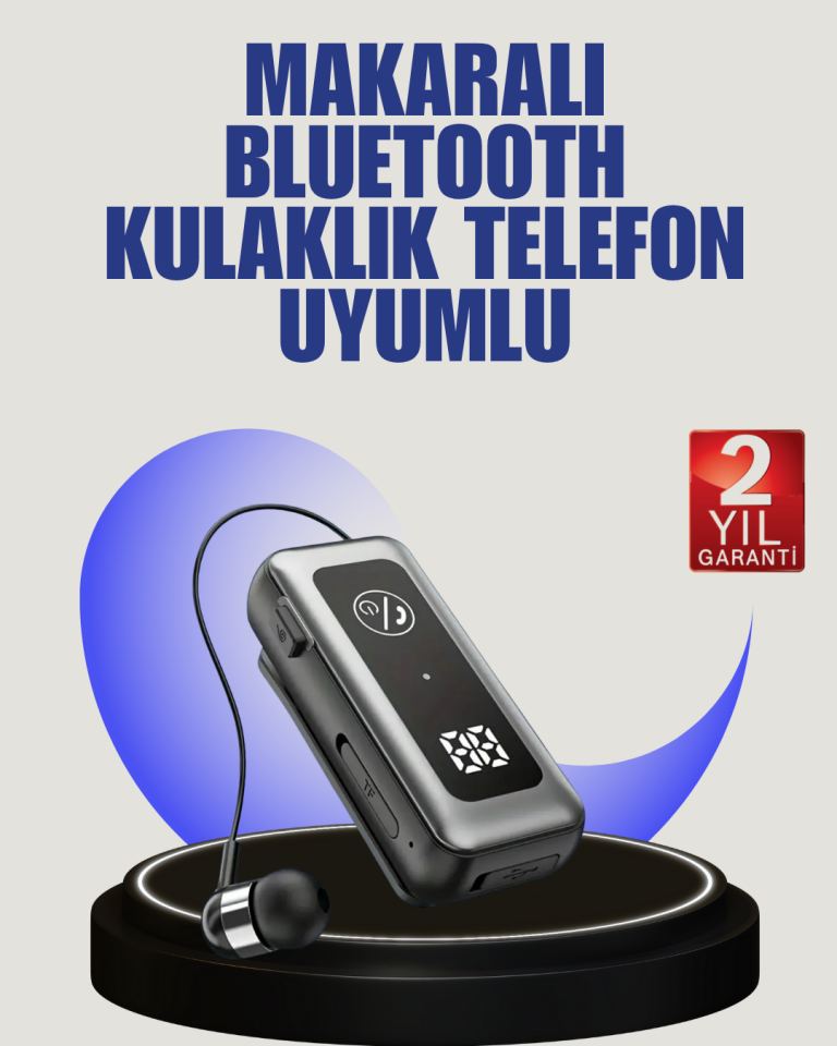 İçi Sarılabilen Kablo ve Yaka Klipsli Bluetooth Kulaklık - Lisinya