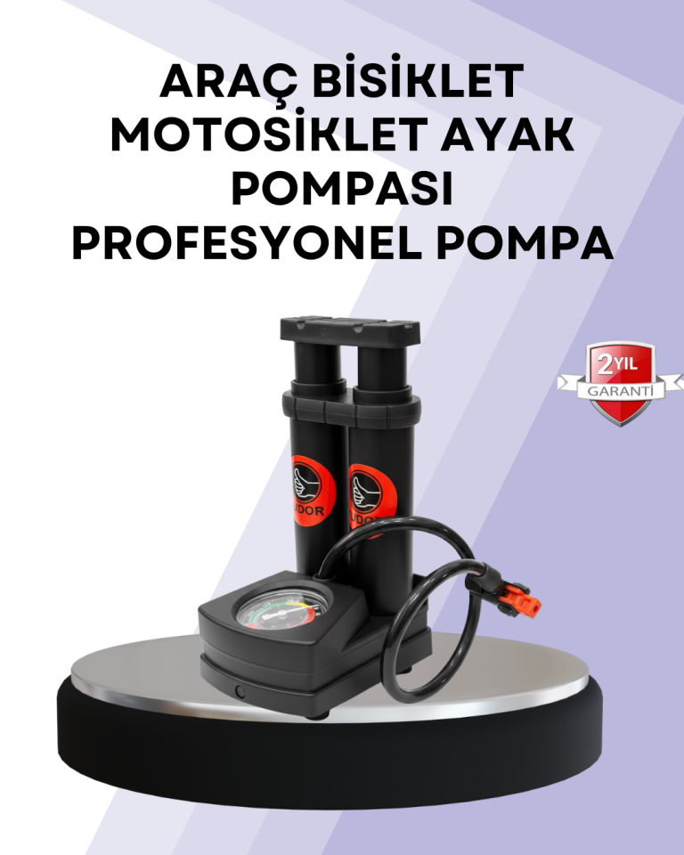 Basınç Saatli Ayak Pompası Bisiklet ve Araç Uyumlu - Lisinya