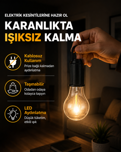 Taşınabilir Sıcak Işık Yayan Kamp Lambası - Lisinya