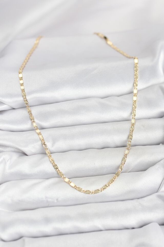 CM 14K Gold Renk Lazerli Zincir Model Kadın Kolye - Lisinya