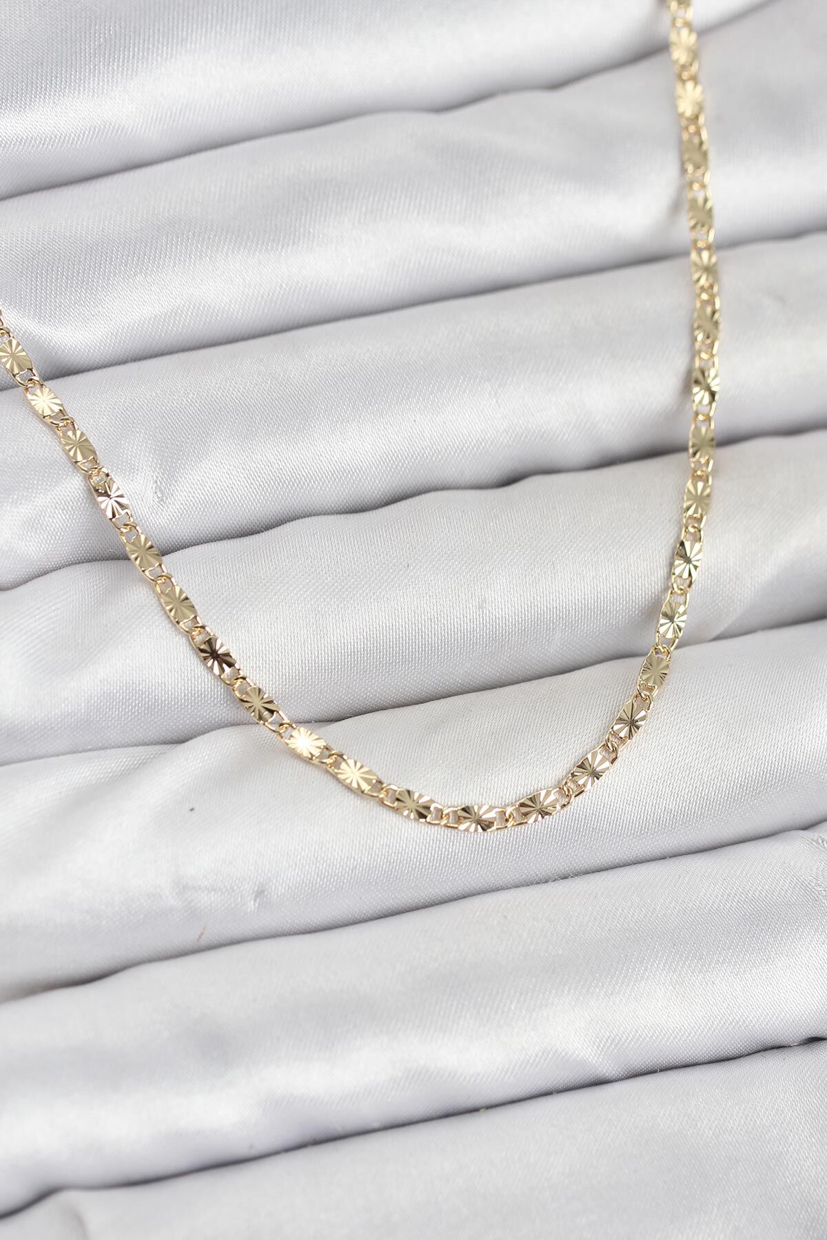 CM 14K Gold Renk Lazerli Zincir Model Kadın Kolye - Lisinya