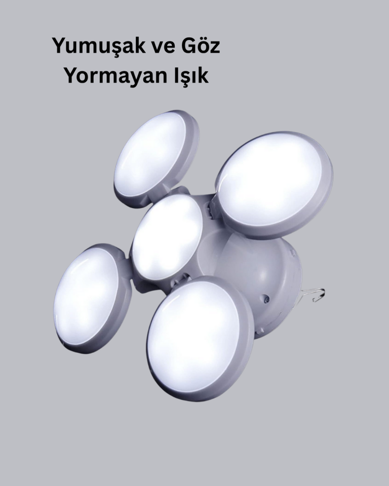 Solar Güneş Enerjili ve USB Şarjlı 5 Kanatlı LED Kamp Lambası - Lisinya