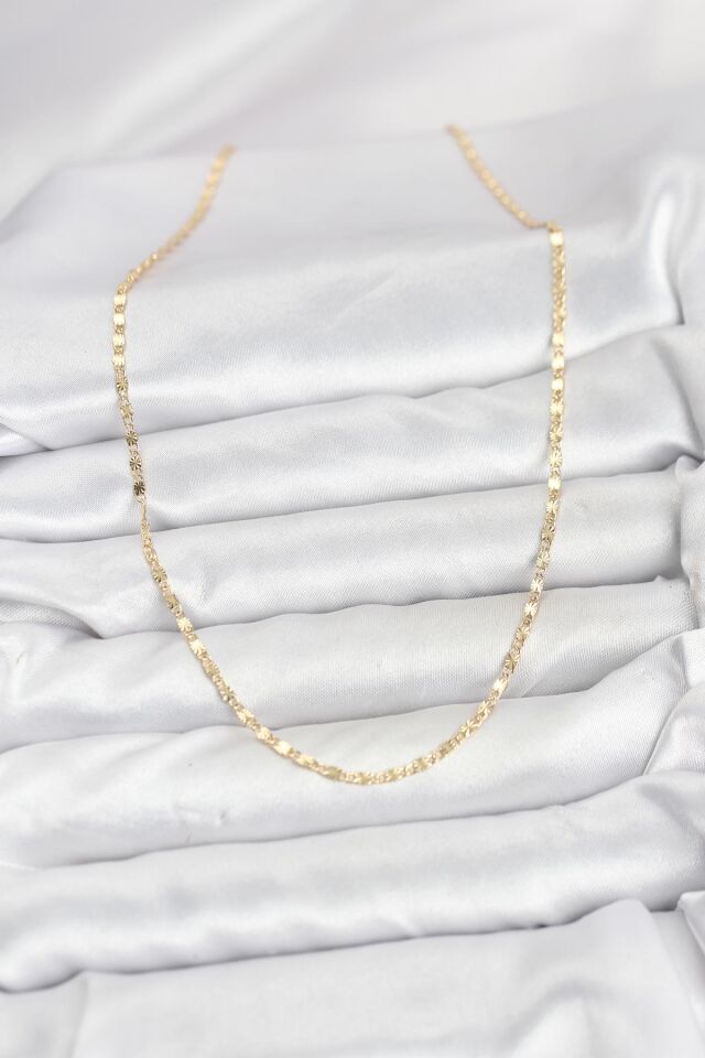 CM 14K Gold Renk Lazer İnce Zincirli Kadın Kolye - Lisinya
