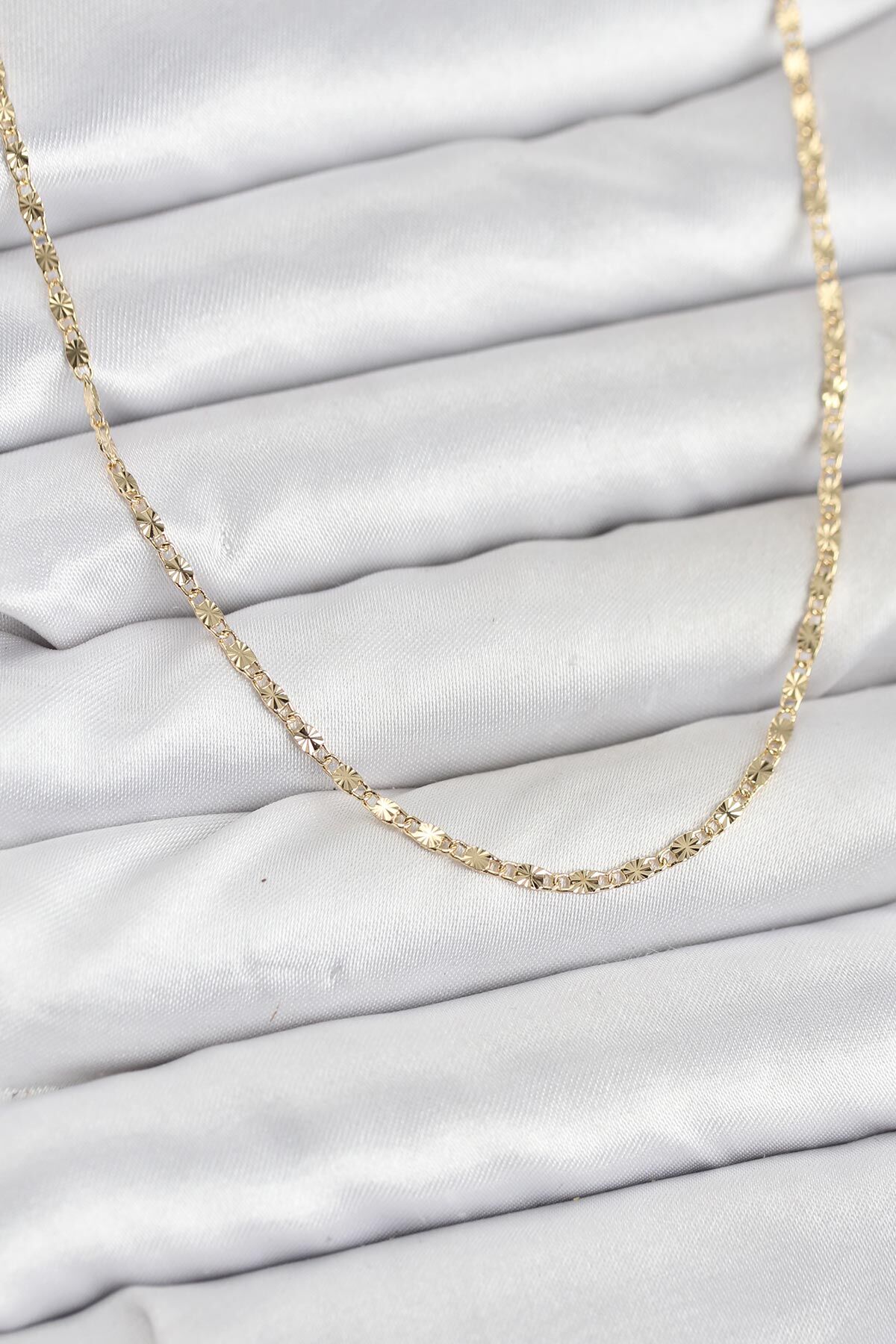 CM 14K Gold Renk Lazer İnce Zincirli Kadın Kolye - Lisinya