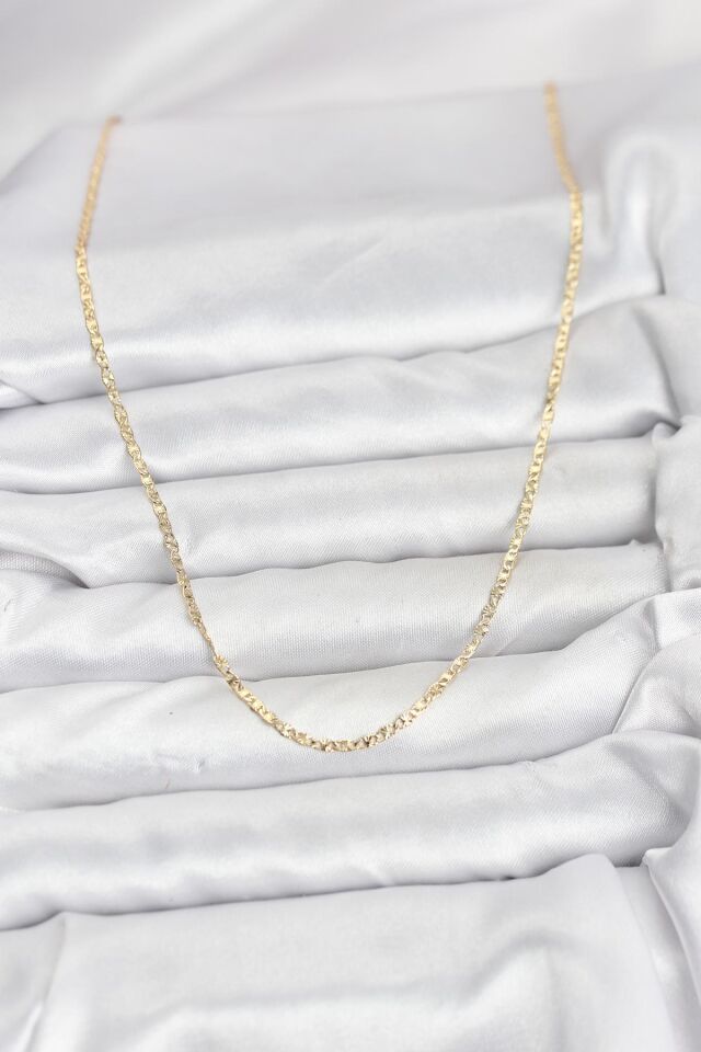 CM 14K Gold Renk Pirinç Lazer Model 60 cm Kadın Kolye - Lisinya
