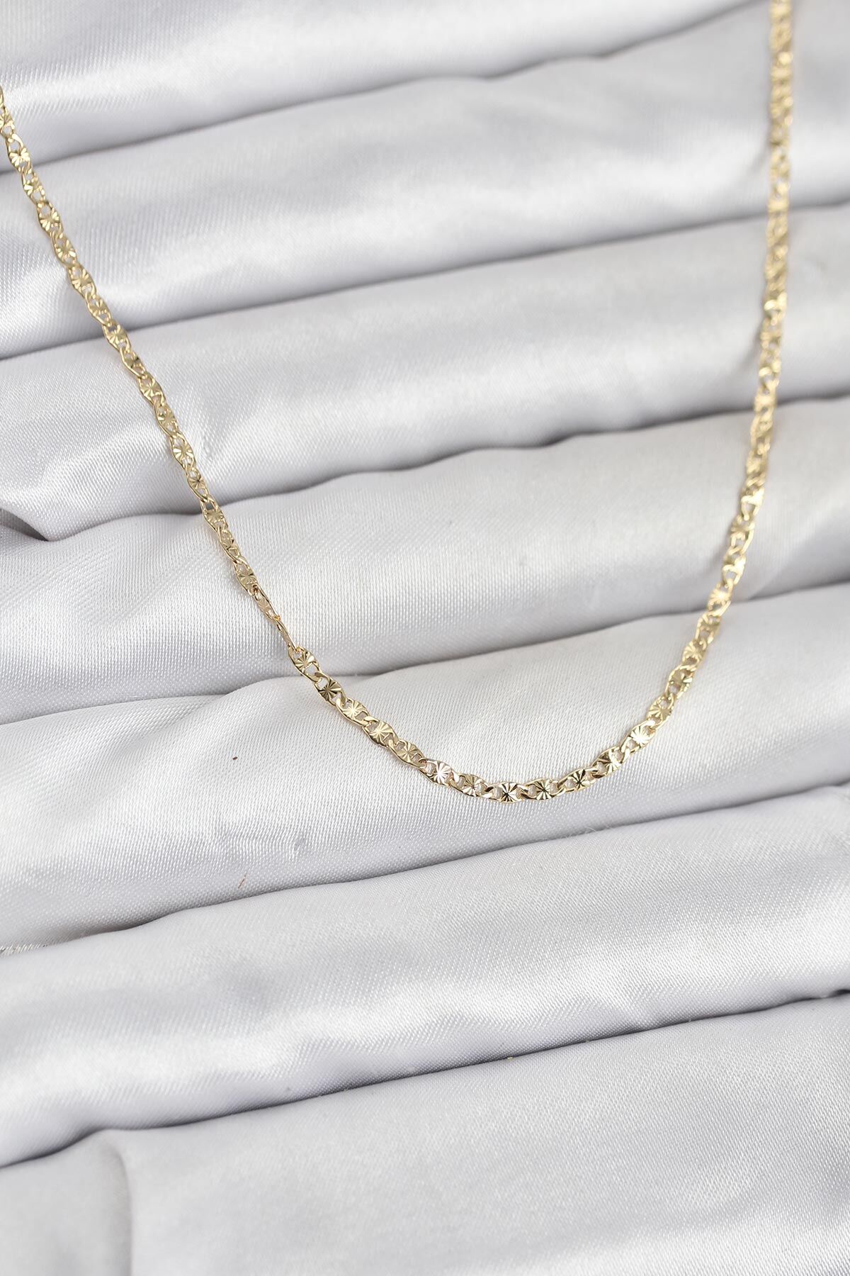 CM 14K Gold Renk Pirinç Lazer Model 60 cm Kadın Kolye - Lisinya