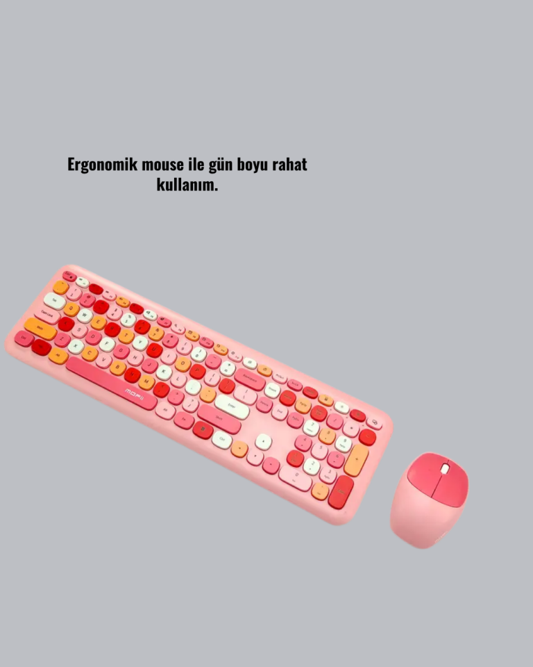 Renkli Retro Tuş Takımlı Klavye – 3 Cihaz Bağlantısı, Medya Kısayol Tuşları - YamanHobi