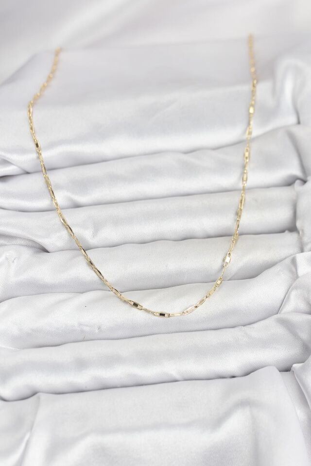 CM 14K Gold Renk Pirinç Ataç Zincir 60 cm Kadın Kolye - Lisinya