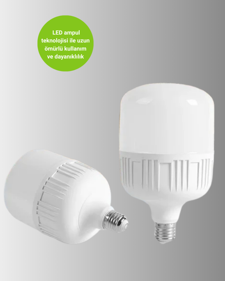 Şarjlı LED Torch Ampul 30 Watt Beyaz Işık Enerji Tasarruflu - Lisinya