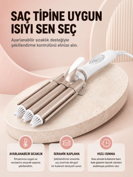 Her Saç Tipine Uygun, Hızlı Isınan Bukle Yapıcı – Evde Kuaför Kalitesinde Sonuç Yeni Nesil - Lisinya