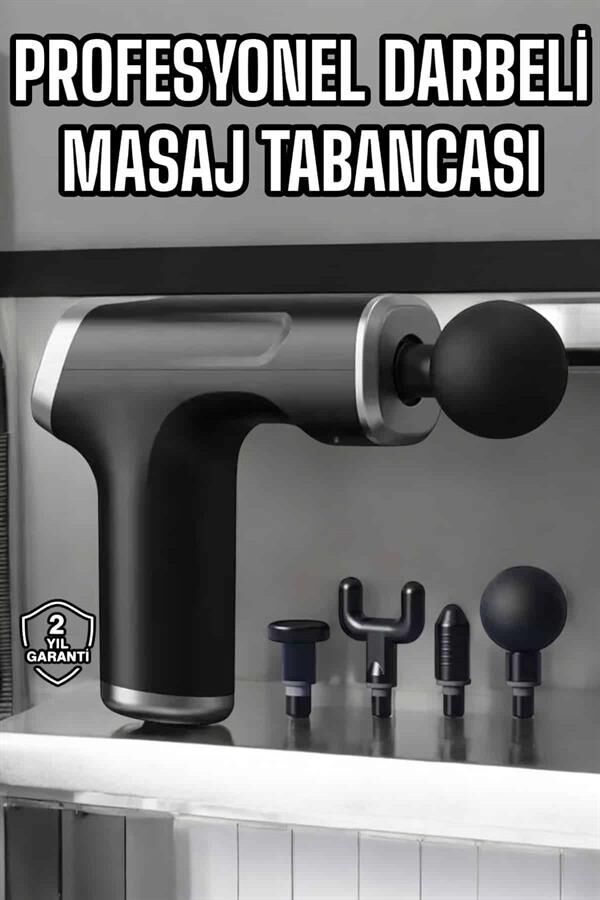 Masaj Tabancası 4 Başlıklı Kas ve Vücut Ağrıları İçin Şarjlı Darbeli - Lisinya