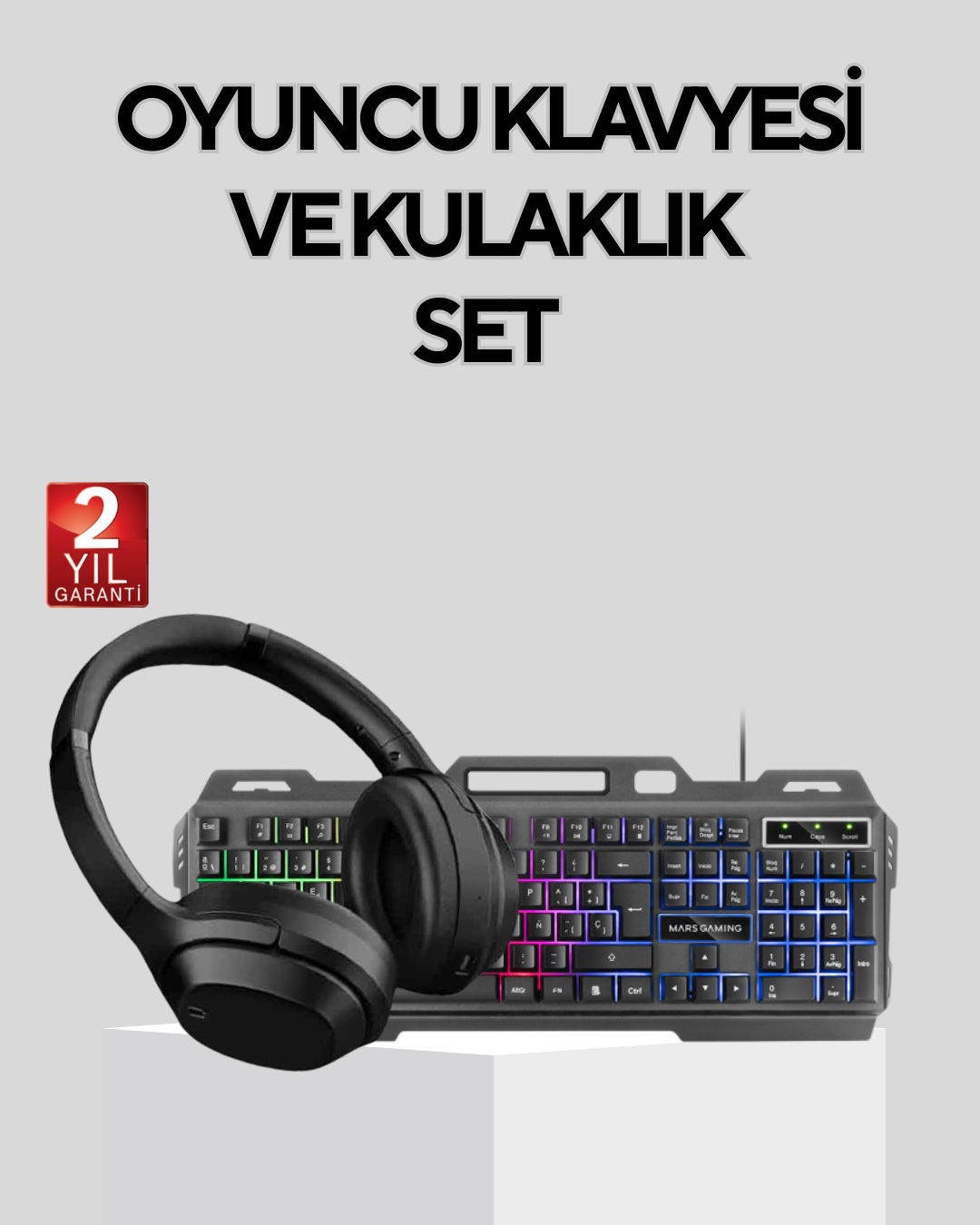 YamanHobi Işıklı Klavye Mouse ve Bluetooth Kulaklık Seti Türkçe Q