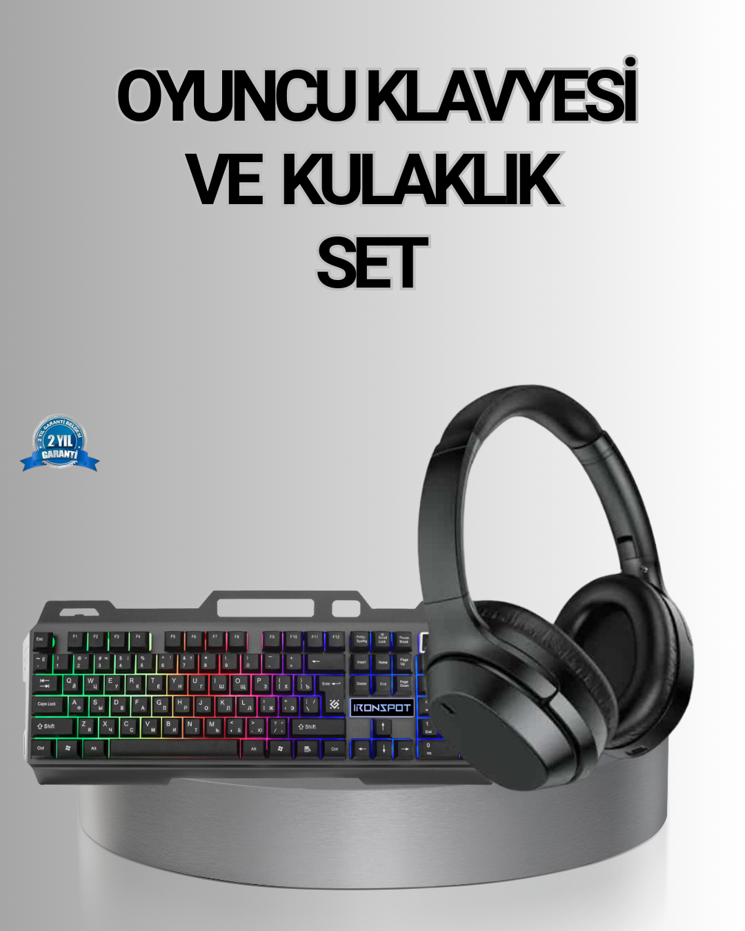 YamanHobi Işıklı Klavye Mouse ve Bluetooth Kulaklık Seti Türkçe Q