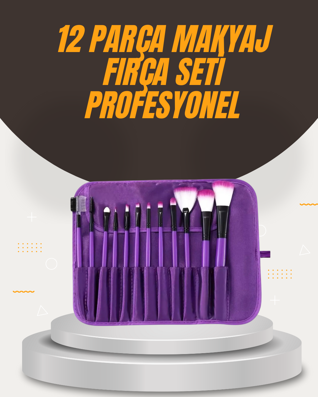 Fondöten, Allık ve Far Uygulamalarına Uygun 12 Parça Makyaj Fırça Takımı Ergonomik Saplı - Lisinya