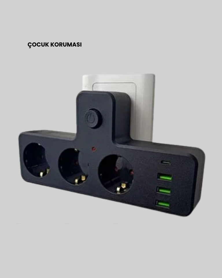 USB ve Type-C Portlu Anahtarlı Çoklu Priz Güç Ünitesi - Lisinya
