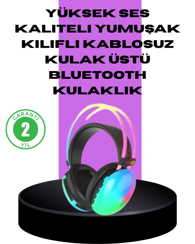 RGB Aydınlatmalı Kablosuz Bluetooth Oyuncu Kulaklığı - Lisinya